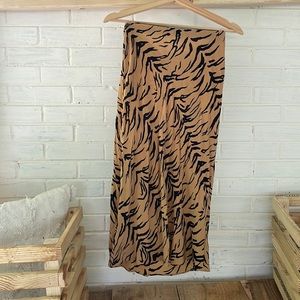Madewell Silk Midi Slip Skirt in Tiger Stripe